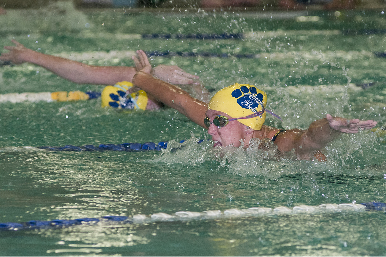 (Brendan Carl | The Daily World) Aberdeen’s Mackayla Waltee won the 100-yard butterfly in a time of 1:12.88 on Wednesday. The Bobcats defeated Tumwater 127-55.