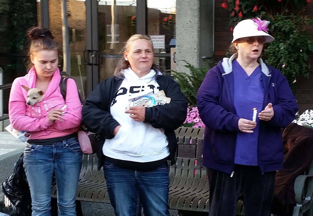 Terri Harber/Daily News About 40 people held a candle light vigil to remember Brooke Sandback and remind the community about the plight of the local homeless population.