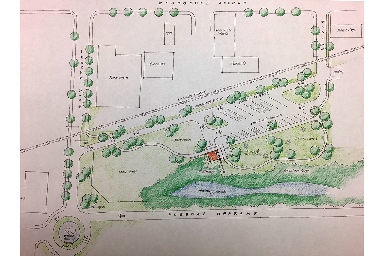 Drawings of a proposed rest stop at the City of Montesano. The council is planning to hold a public hearing on Jan. 10.