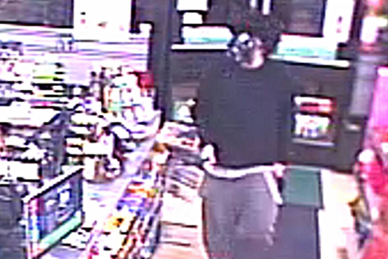 This man, wearing a Darth Vader mask and black wig, robbed the 7-Eleven on East Market Street early Sunday morning. Anyone with any information about the suspect is urged to call Aberdeen police.