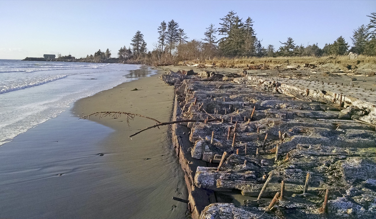 Since late November, the shipwreck has settled in south of the Tumidanski property, but still well north of Jacobson’s Jetty. JOHN SHAW