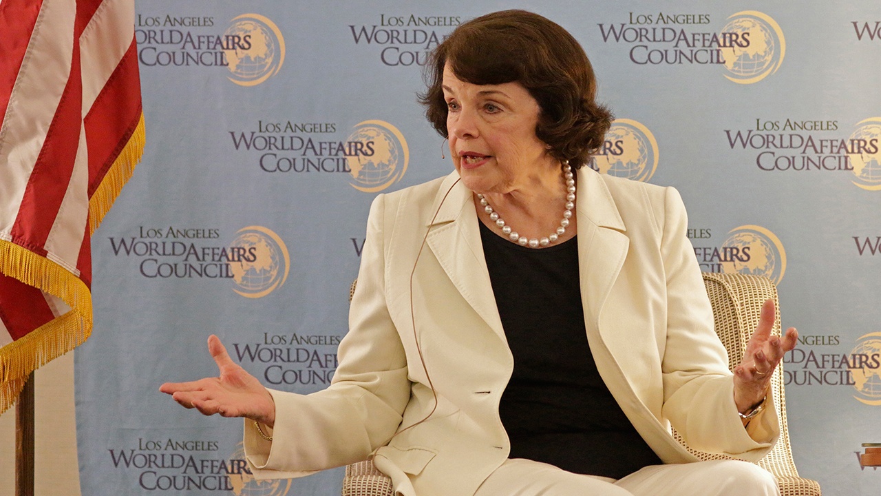 Sen. Dianne Feinstein (D-Calif.) at the Los Angeles World Affairs Council in Santa Monica, Calif., on Sept. 2, 2015. (Lawrence K. Ho/Los Angeles Times/TNS)