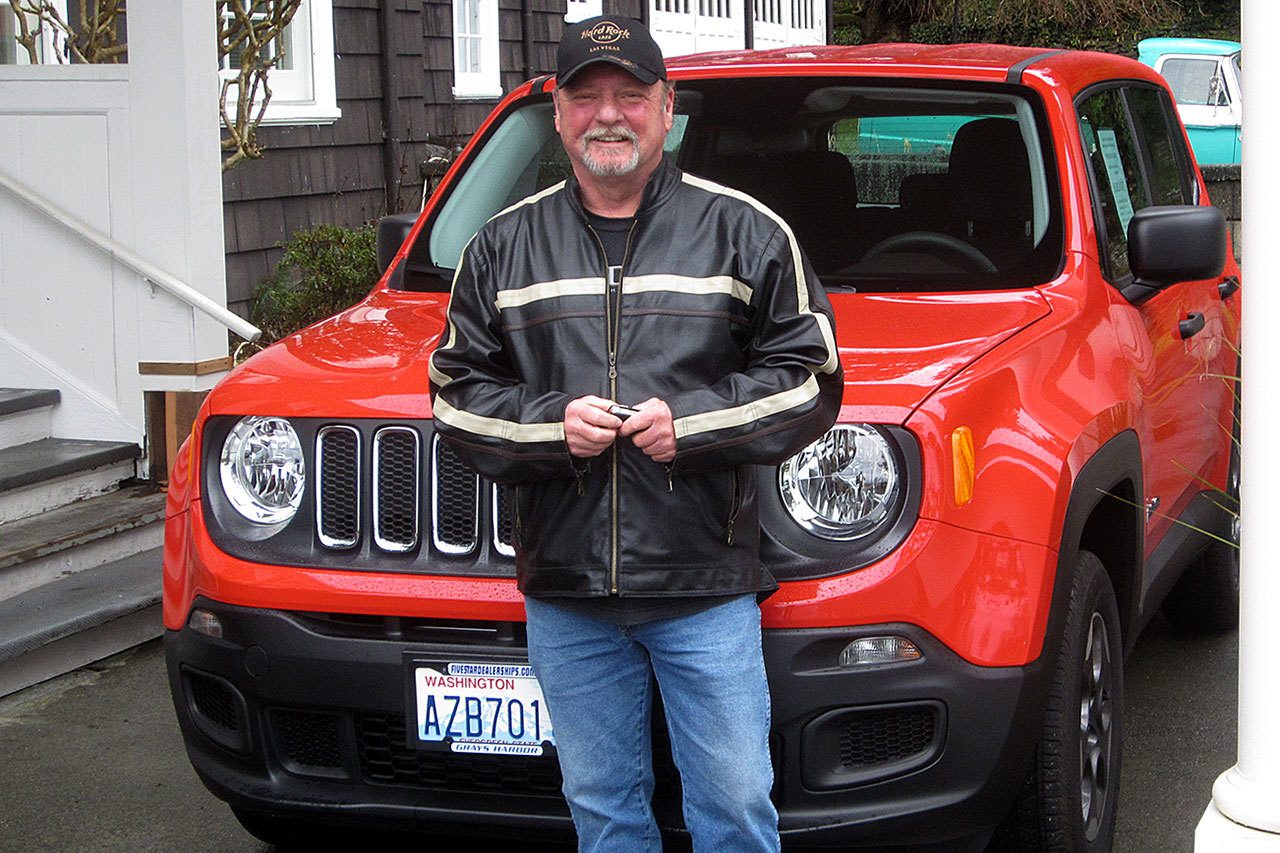 The winner of Polson Museum’s 11th annual Red Car Raffle was announced Saturday. Hoquiam Central Elementary School students Hannia Alejandre and Aiden Butcher drew the winner, Richard Vickery of Elma, who took home this 2016 Colorado red Jeep Renegade 4x4. Other winners were Ed and Fern Backholm of Hoquiam who won a Honda trimmer, and Anne Larson of Aberdeen who won the “staycation” package at the Quinault Beach Resort. All 2,500 tickets were sold by mid-December and raised just under $25,000 for the museum’s operating budget. “Though a vehicle for 2017 hasn’t’ been announced yet, the Polson can assure the public that it will be red!” said museum director John Larson. (Photo courtesy John Larson, Polson Museum)                                 The winner of Polson Museum’s 11th annual Red Car Raffle was announced Saturday. Hoquiam Central Elementary School students Hannia Alejandre and Aiden Butcher drew the winner, Richard Vickery of Elma, who took home this 2016 Colorado red Jeep Renegade 4x4. Other winners were Ed and Fern Backholm of Hoquiam who won a Honda trimmer, and Anne Larson of Aberdeen who won the “staycation” package at the Quinault Beach Resort. All 2,500 tickets were sold by mid-December and raised just under $25,000 for the museum’s operating budget. “Though a vehicle for 2017 hasn’t’ been announced yet, the Polson can assure the public that it will be red!” said museum director John Larson. (Photo courtesy John Larson, Polson Museum)