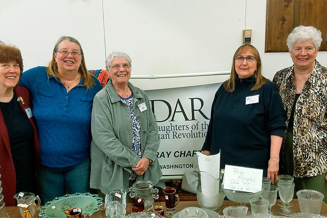 Robert Gray Chapter members from left are Diane Carter, Sandy Sterling, Doris Sigman, Kristi Beitzel and Joyce Thomasson. Not pictured are Maurita White and Leona Olson. (LEE THOMASSON PHOTO)