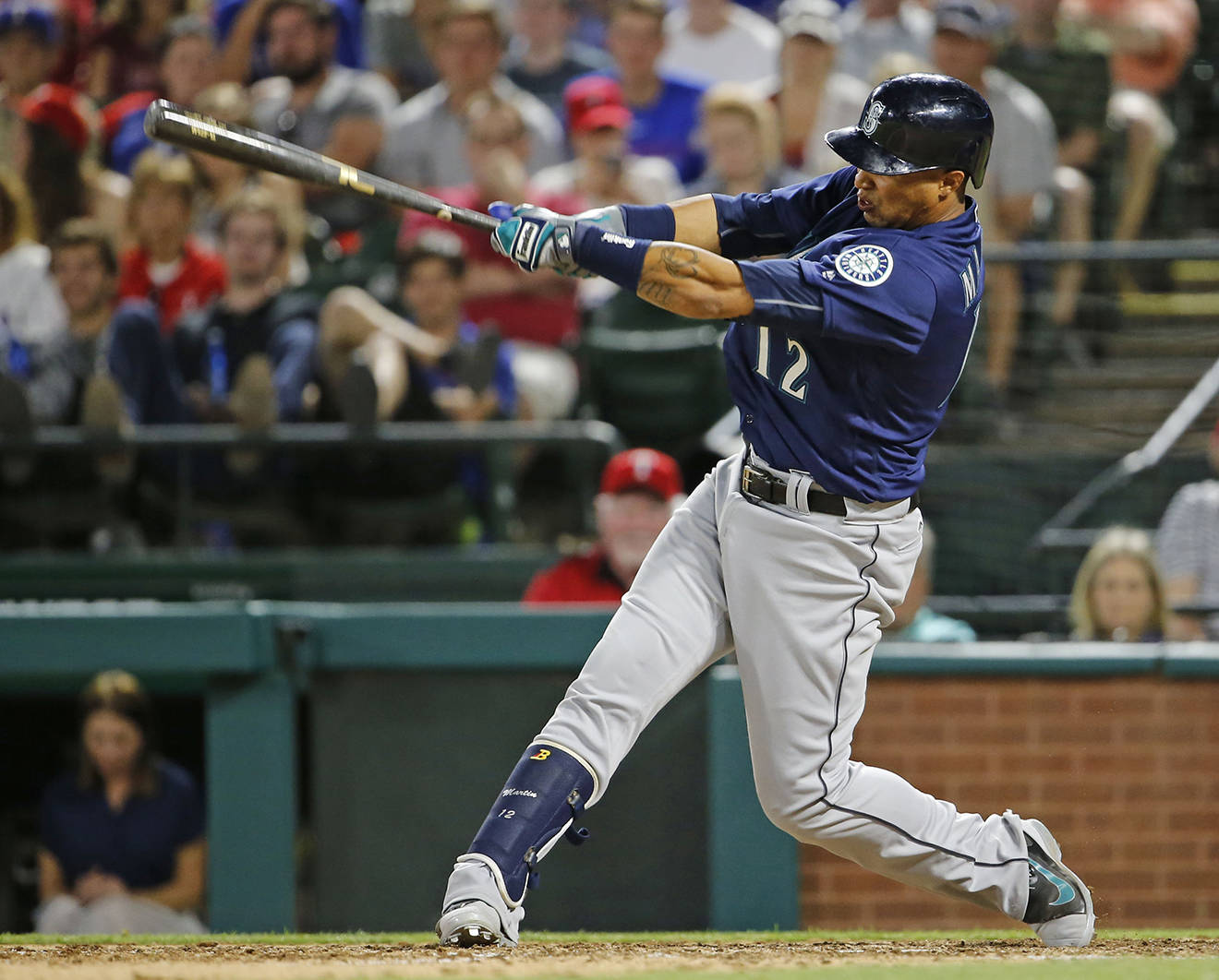 (Paul Moseley | Fort Worth Star-Telegram)                                Seattle’s Leonys Martin, seen here in Texas early last season, has worked on his swing and wants to add better offensive numbers this season for the Mariners.