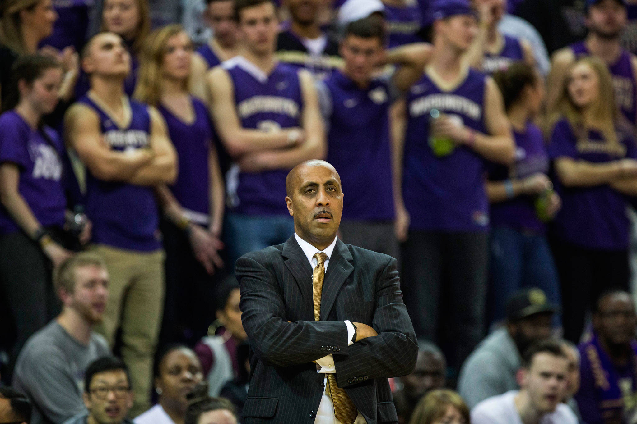 (Dean Rutz | Seattle Times) Washington head coach Lorenzo Romar, who has patrolled the sidelines for the Huskies for 15 seasons, was fired on Wednesday. The Huskies suffered their worst men’s basketball season in 23 years this season.