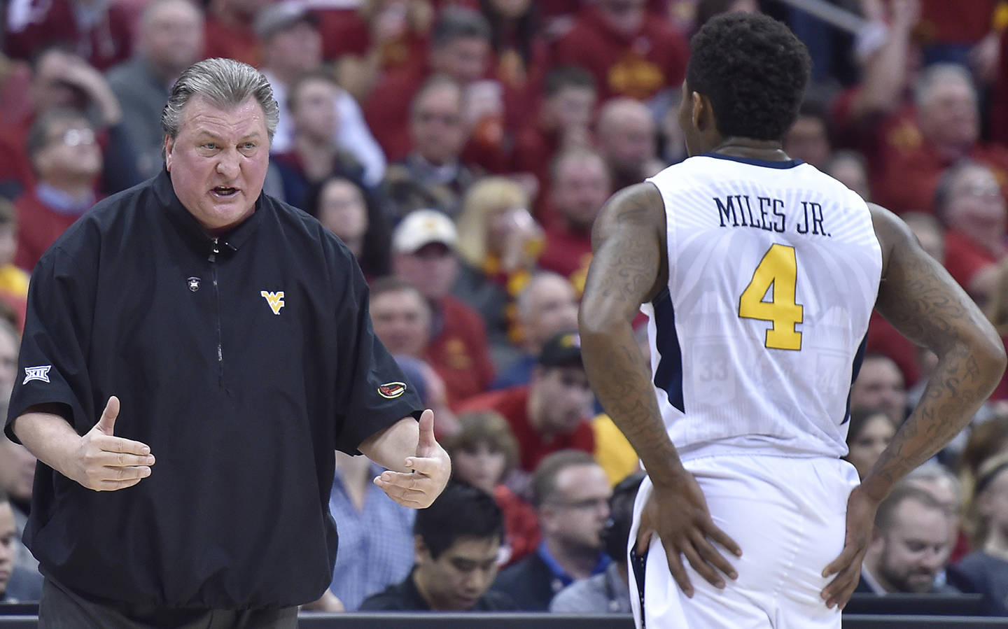 Rich Sugg | Kansas City Star                                West Virginia head coach Bob Huggins, seen here during the Big 12 Conference title game last week, has his team playing his traditional pressure defense in the NCAA Tournament. Gonzaga and West Virginia will meet in the Sweet 16 on Thursday.