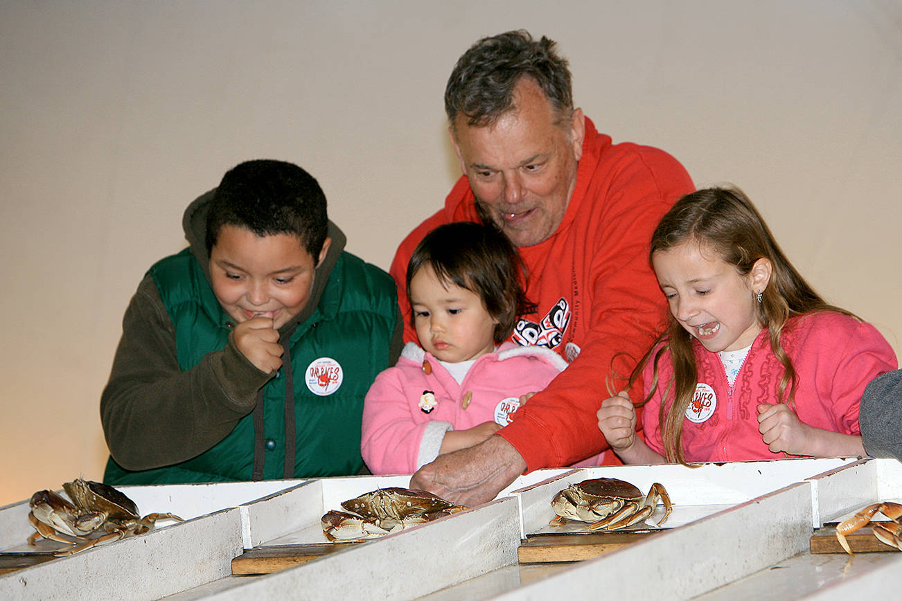 MIKE COVERDALE PHOTO                                All ages are invited to join in the crab races this Saturday at the Westport Marina. Younger competitors can be assisted by an adult to make the event more fun for them.