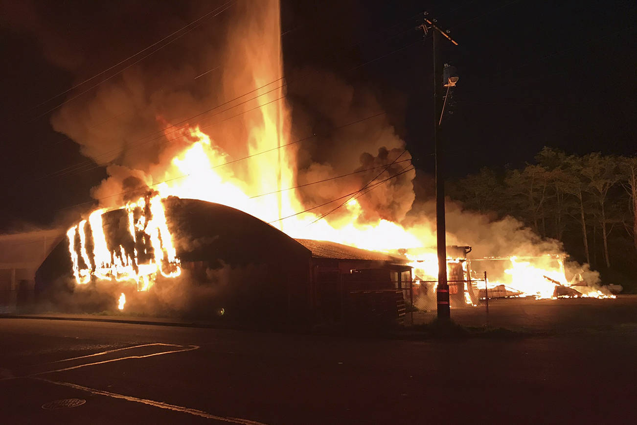 (Hoquiam Police Department Photo) A fire early Wednesday morning did extensive damage to a business on the Fifth Street Extension in Hoquiam.