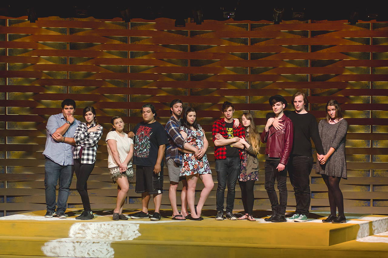 The full cast of GHC’s production of “Spring Awakening.” (Photo by Juli Bonell)