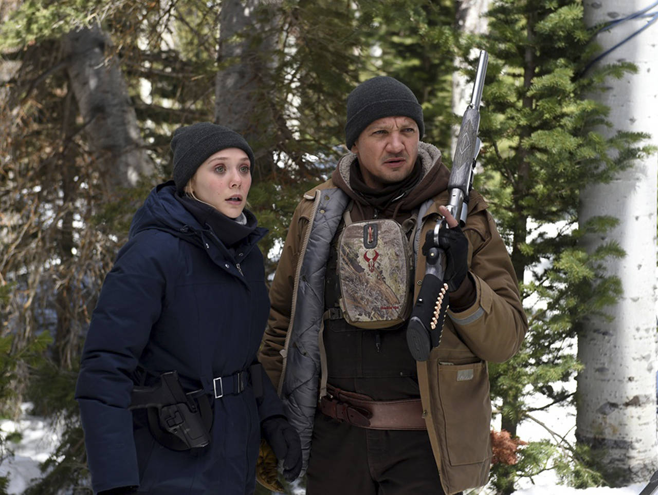 Fred Hayes | The Weinstein Co.                                 Elizabeth Olsen and Jeremy Renner star in “Wind River.”