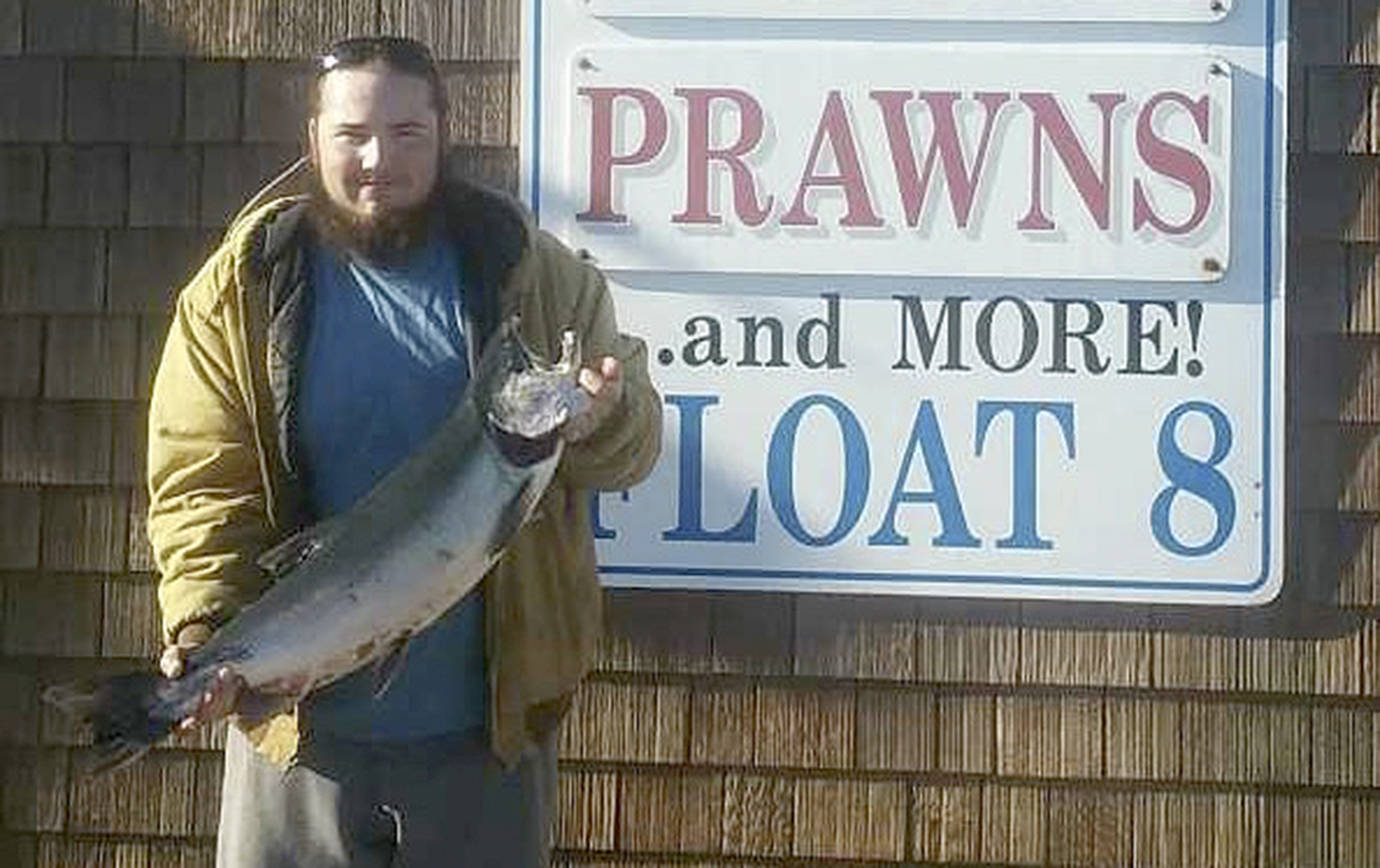 Jeremie Cook hooked up with this 13.1-pound coho, which earned him the third-place prize package in the 2017 Vern Coverdale Westport Boat Basin Salmon Derby.