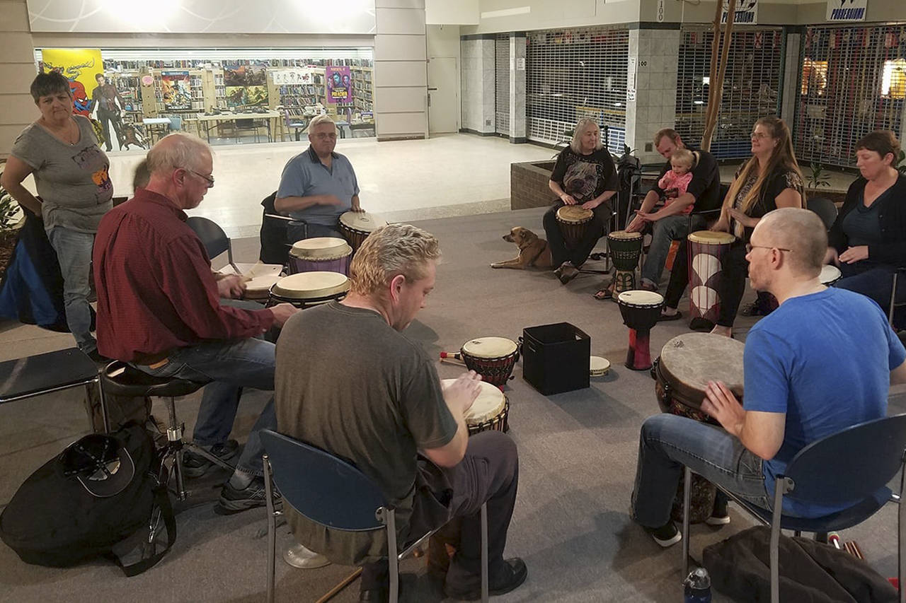 Photo by Amanda Pomeroy                                The Garage Music and Arts Center hosts a Friday Night Drum Circle from 5:30 to 7 p.m., open to all ages.
