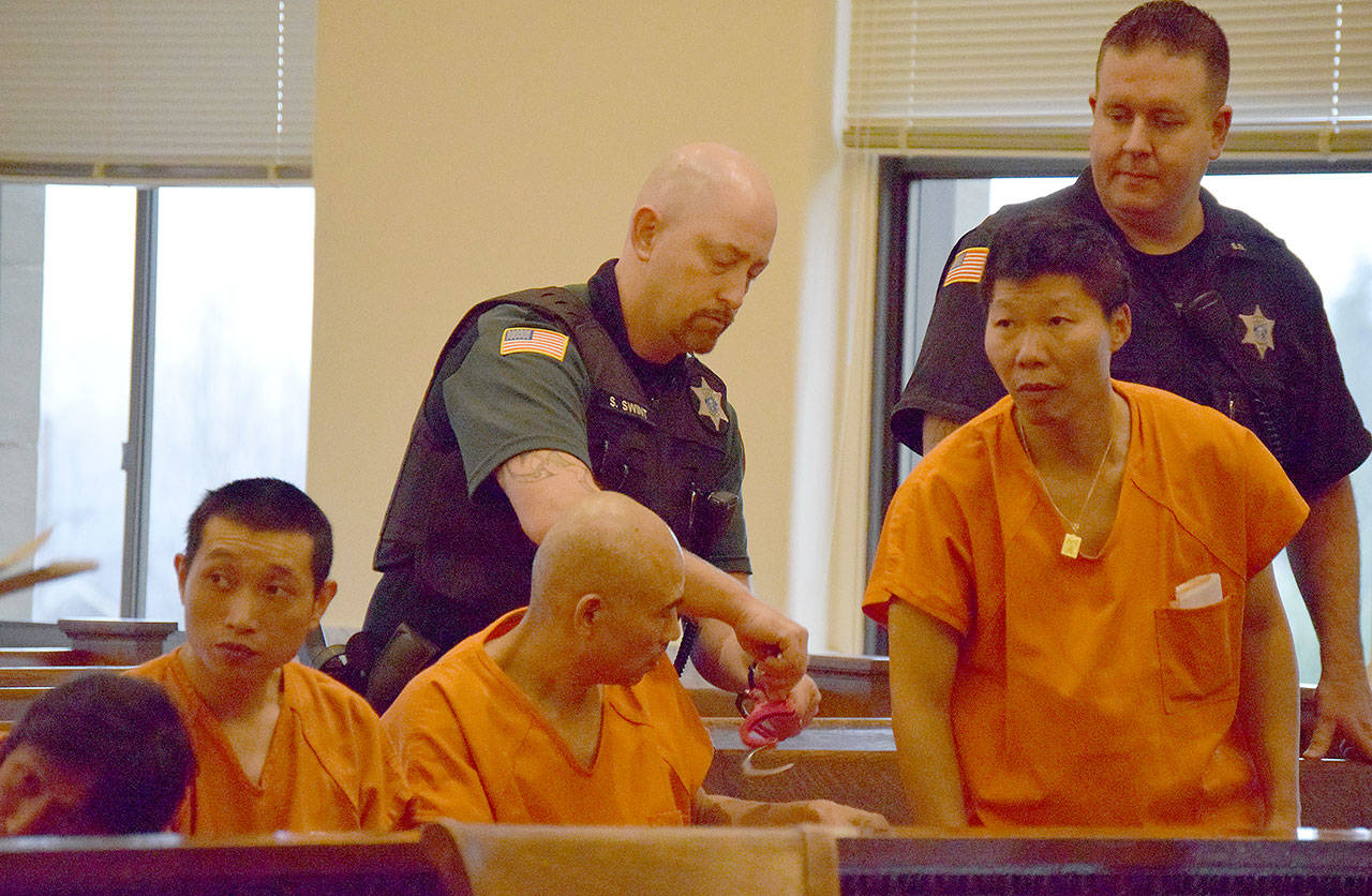 Todd Bennington | The Vidette Four Chinese men arrested in relation to a major illegal marijuana grow operation made their initial appearance in Grays Harbor County Superior Court on Friday afternoon. Their arraignment was set for Dec. 11.