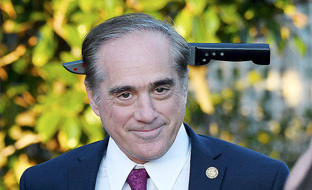 Veterans Affairs Secretary David Shulkin looks on during a Halloween event at the South Lawn of the White House Oct. 30, 2017 in Washington, D.C. Shulkin was fired by President Trump on Wednesday. (Olivier Douliery/Abaca Press/TNS)