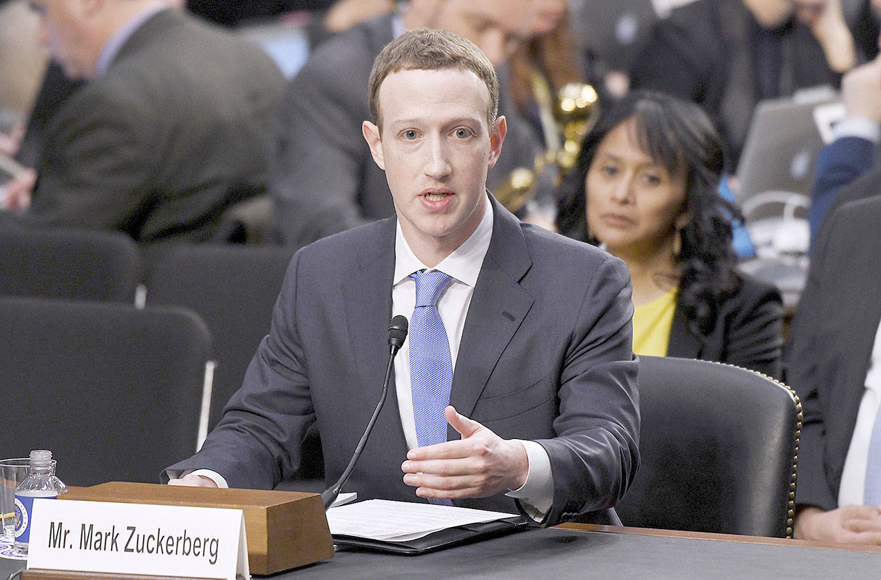Facebook CEO Mark Zuckerberg testifies before the Senate judiciary and commerce committees on Capitol Hill over social media data breach on Tuesday in Washington, D.C. (Olivier Douliery/TNS)