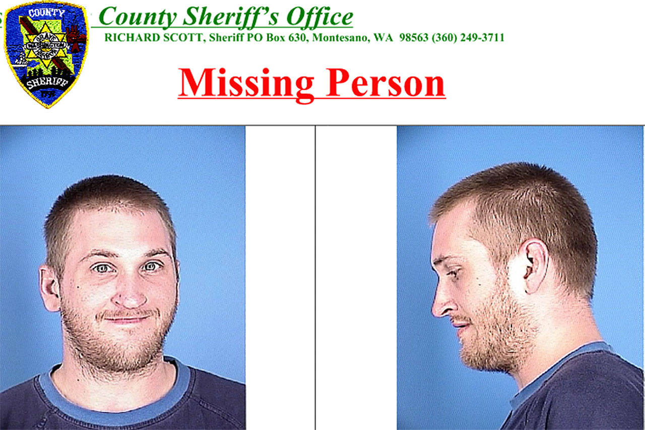 (Courtesy Grays Harbor County Sheriff’s Office) Brandon Brown went missing Wednesday afternoon southeast of Lake Quinault. A search is ongoing.
