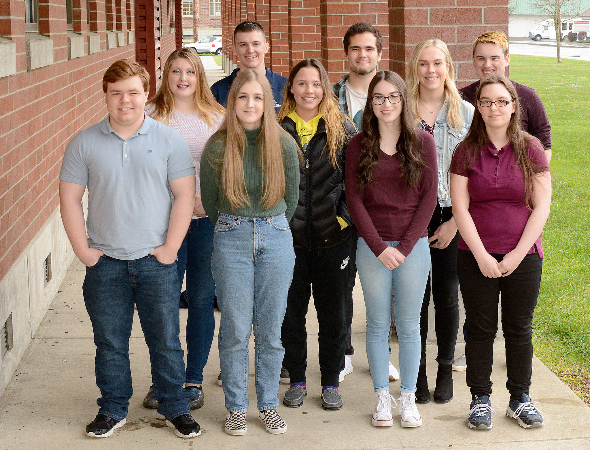 From left — front row: Ben Cherry, Madison Hover, Hannah Erwin and Brittany Howell. Middle row: Sierra Bunnell, Karli Heikkila and Mackayla Waltee, Back row: Brendan King, Patric Haerle and Aaron Dyer. Not pictured: Rachel Tageant.