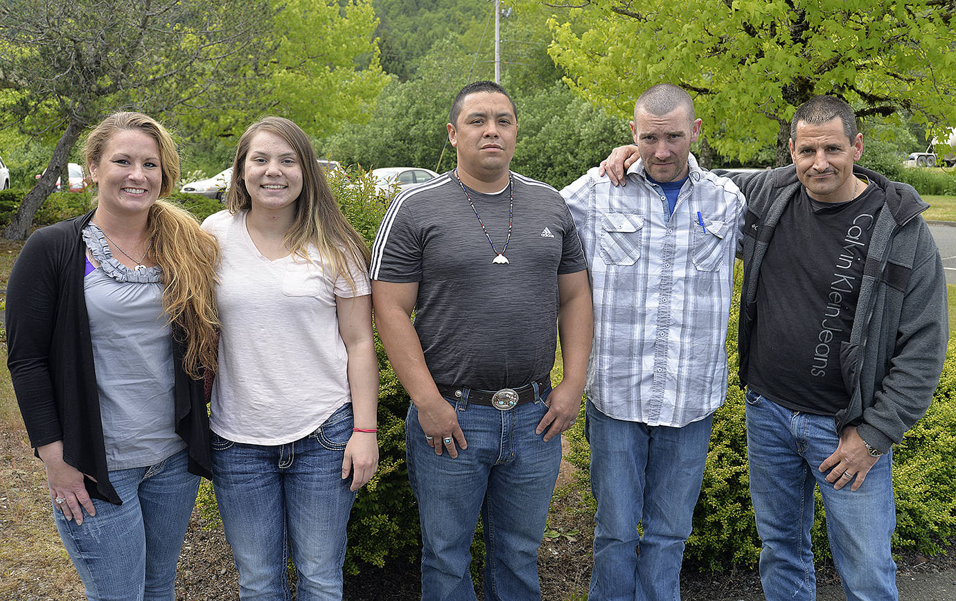 DAN HAMMOCK | THE DAILY WORLD                                Five of the six first clients of the county’s new drug court shared their stories after the second official court date of the program recently. From left, Jennifer Gonzales, Sheyanne Walker, Eric Mix, Brice Woods and Richard Kenney.