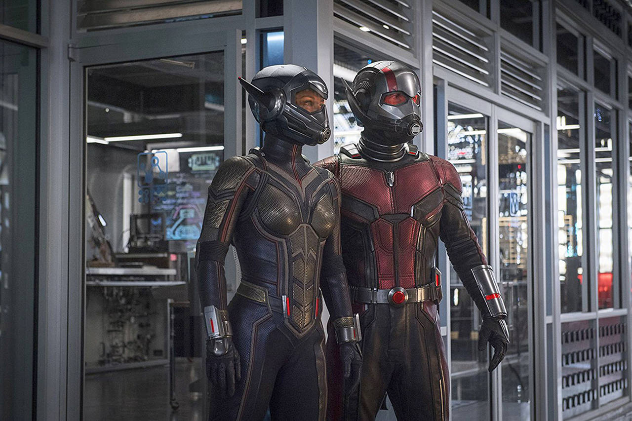 Marvel Studios                                Evangeline Lilly and Paul Rudd play the title characters in “Ant-Man and the Wasp.”