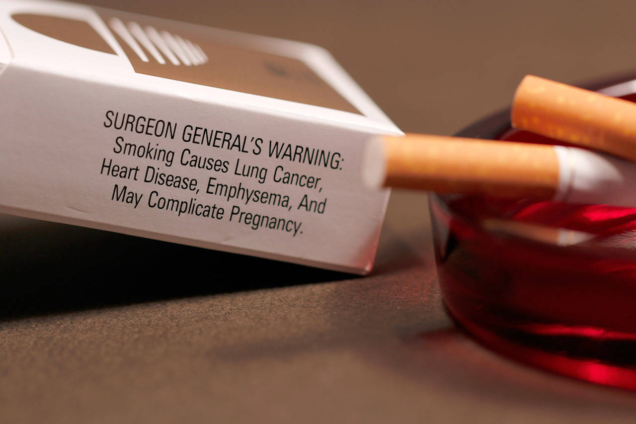 The Surgeon General’s Warning on a pack of cigarettes. Washington ballot Initiative 1639 would require something similar for guns. (Centers for Disease Control and Prevention via Wikimedia Commons)