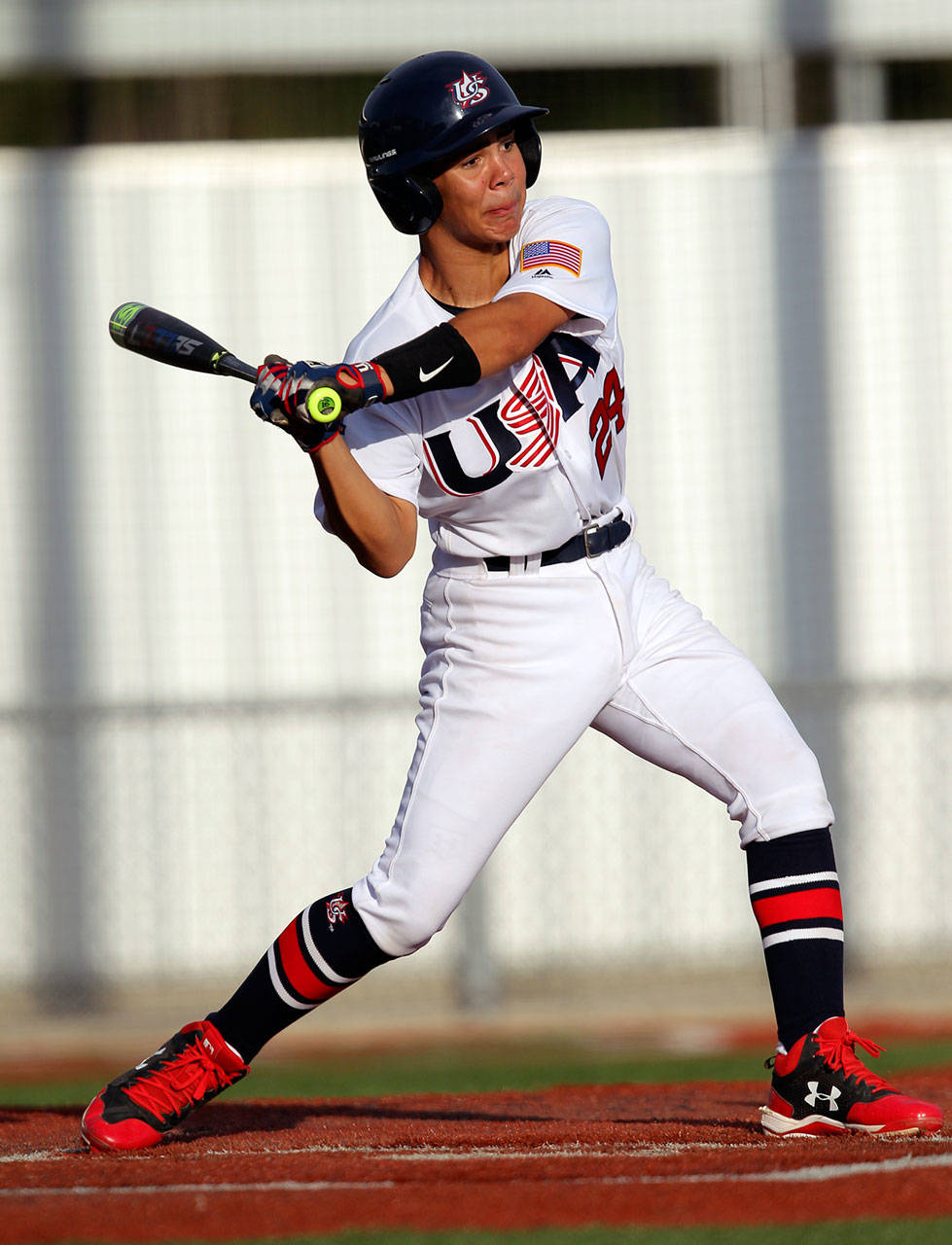 Aberdeen’s Kai Halstead takes a swing during the 12-and-under Pan Am baseball championship in Aguascalientes, Mexico in August. Halstead was named as the top batter for the tournament with a .667 average and six home runs. (Photo courtesy of USA Baseball)