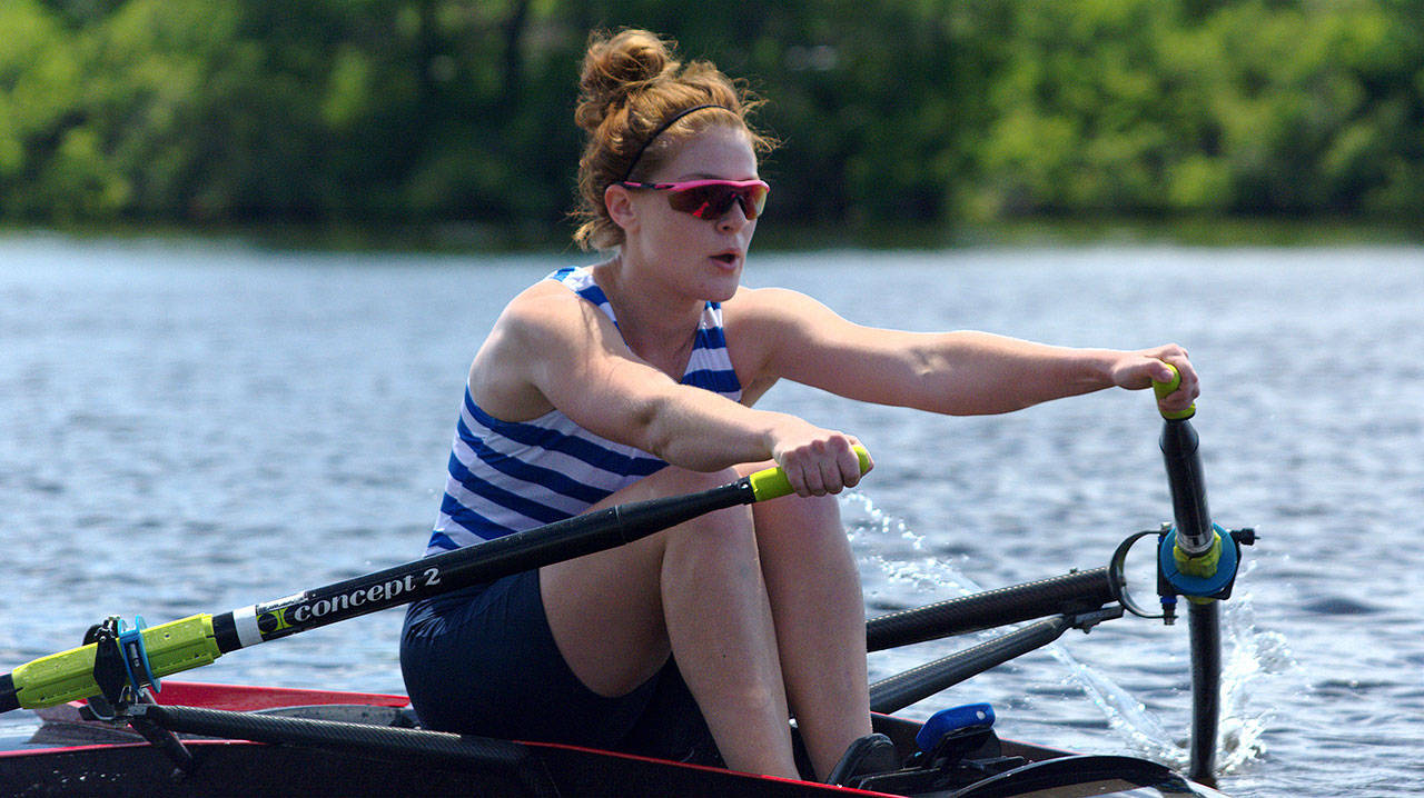 Aberdeen native Savannah Davison rows for the Riverside Boat Club at the Royal Canadian Henley Regatta in 2017. Davison plans to compete for a spot on the US Olympic team heading into the 2020 Summer Games. (Submitted Photo)