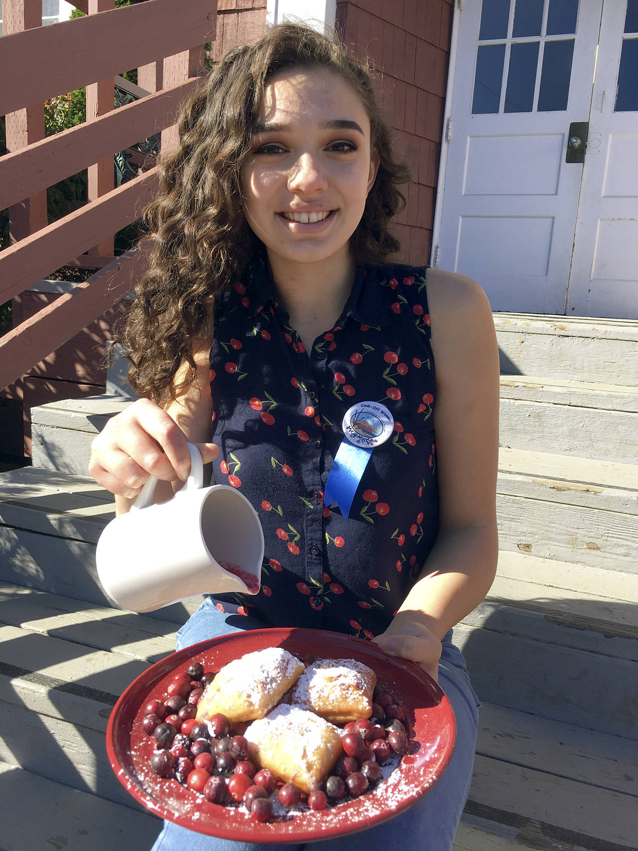 (Photo by Tanya Lana) “Best in Show” for the cranberry cookoff went to 16-year-old Kiana Morrow of North Cove, for her cranberry beignets with hot cranberry-honey glaze.