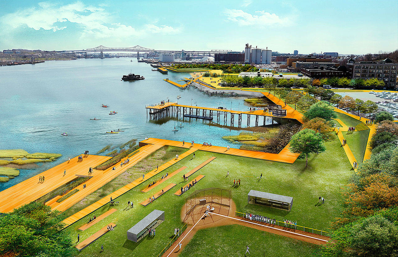 Reimagined park in Boston. (Courtesy of Climate Ready Boston, City of Boston)