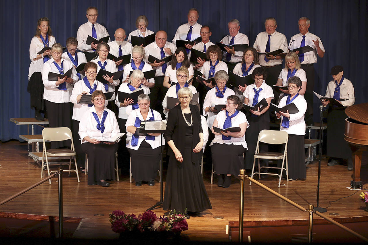 Keith J. Krueger                                The Willapa Harbor Chorale is pictured here at its May 2016 concert, with Rick Gauger directing.