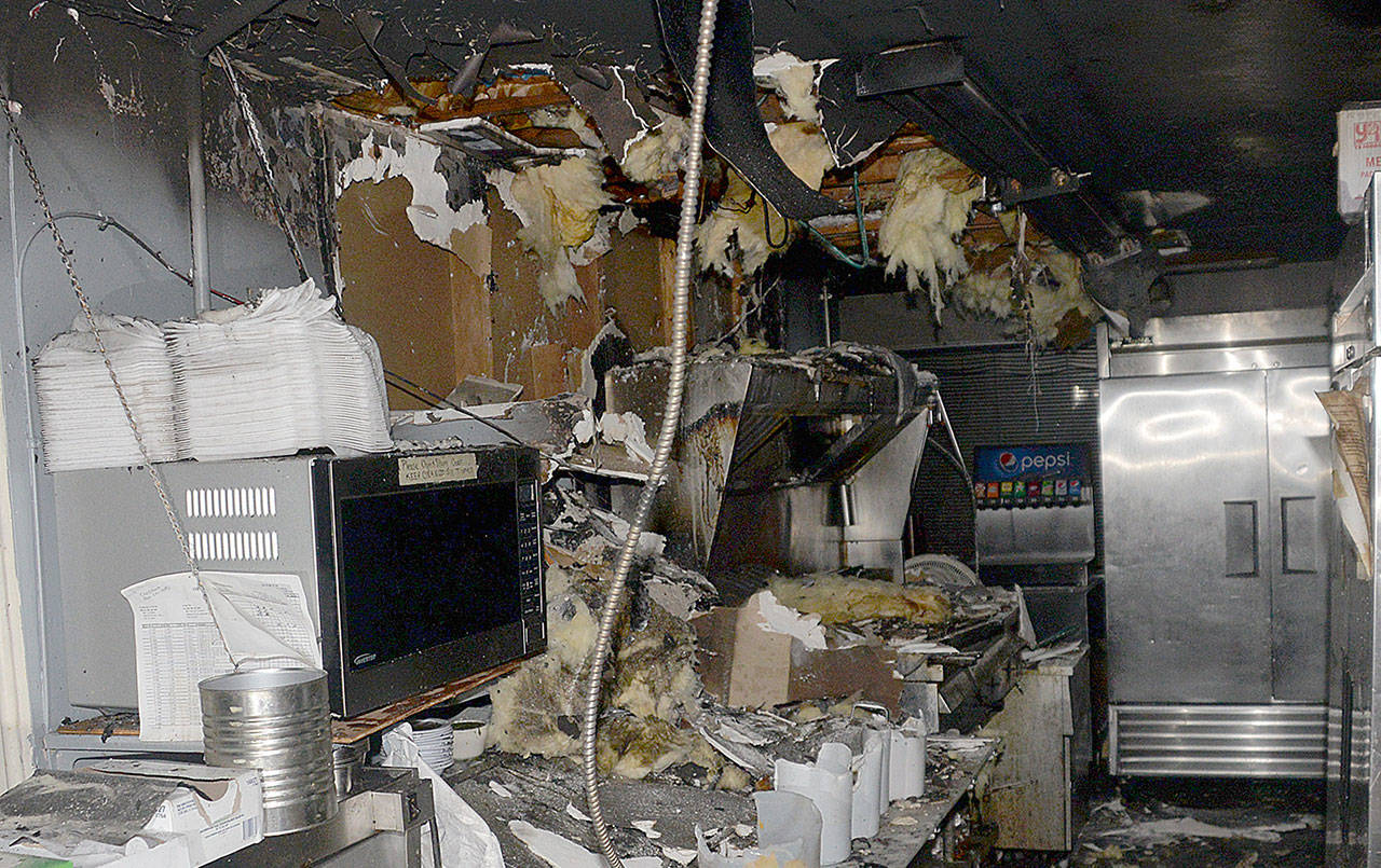 DAN HAMMOCK | GRAYS HARBOR NEWS GROUP                                The kitchen at the Blue Beacon restaurant in South Aberdeen suffered significant damage after a fire early Monday morning. Damages could approach $150,000 or more.