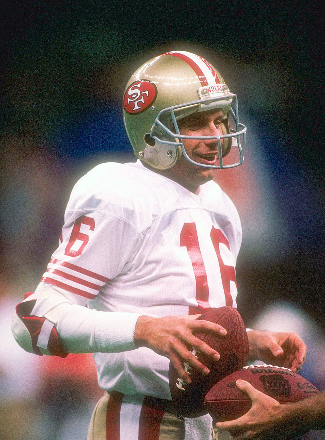 Joe Montana won all four of his Super Bowl appearances with the 49ers and posted a passer rating of at least 100 in each game. He threw 11 touchdowns and no interceptions. (Rick Stewart/Getty Images/TNS)