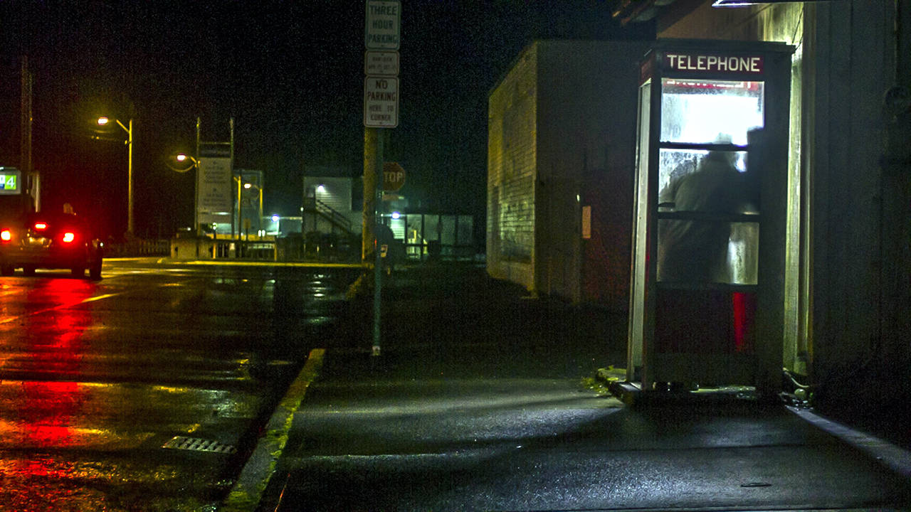 (Courtesy photo) Frank Blakely (Bob Parks) makes a phone call during a scene shot in Westport.