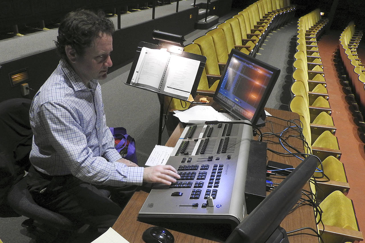 (Kat Bryant | Grays Harbor News Group) Director Andrew Gaines prepares for the first full dress rehearsal on Monday.