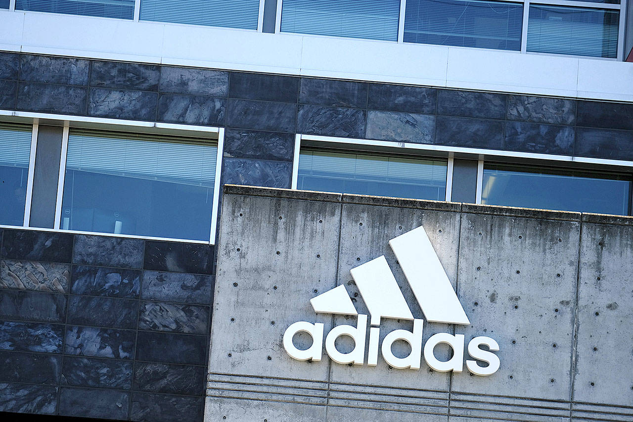 A logo is pictured at the Adidas North American headquarters in Portland, Ore., on September 26, 2017. Adidas executive Jim Gatto, who worked out of the Portland headquarters, was charged by the FBI today over accusations that he conspired with coaches to pay high school students to attend Adidas-affiliated colleges and sign agreements with the company once they reached the NBA. (Alex Milan Tracy/Sipa USA/TNS)