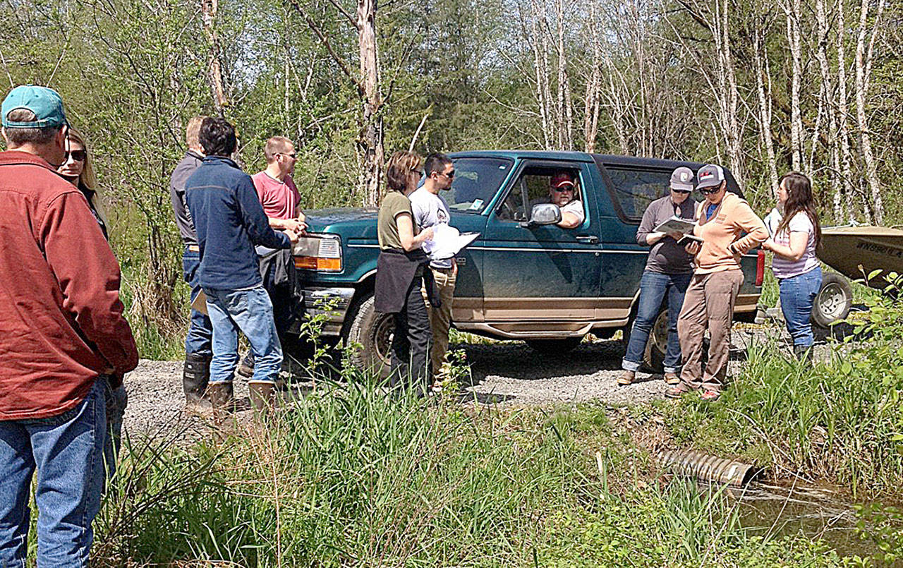 COURTESY photo                                Reviewers examine a fish passage problem in the Chehalis Basin in 2017. Volunteers are being sought to review salmon habitat restoration and protection projects in the Chehalis Basin this spring.