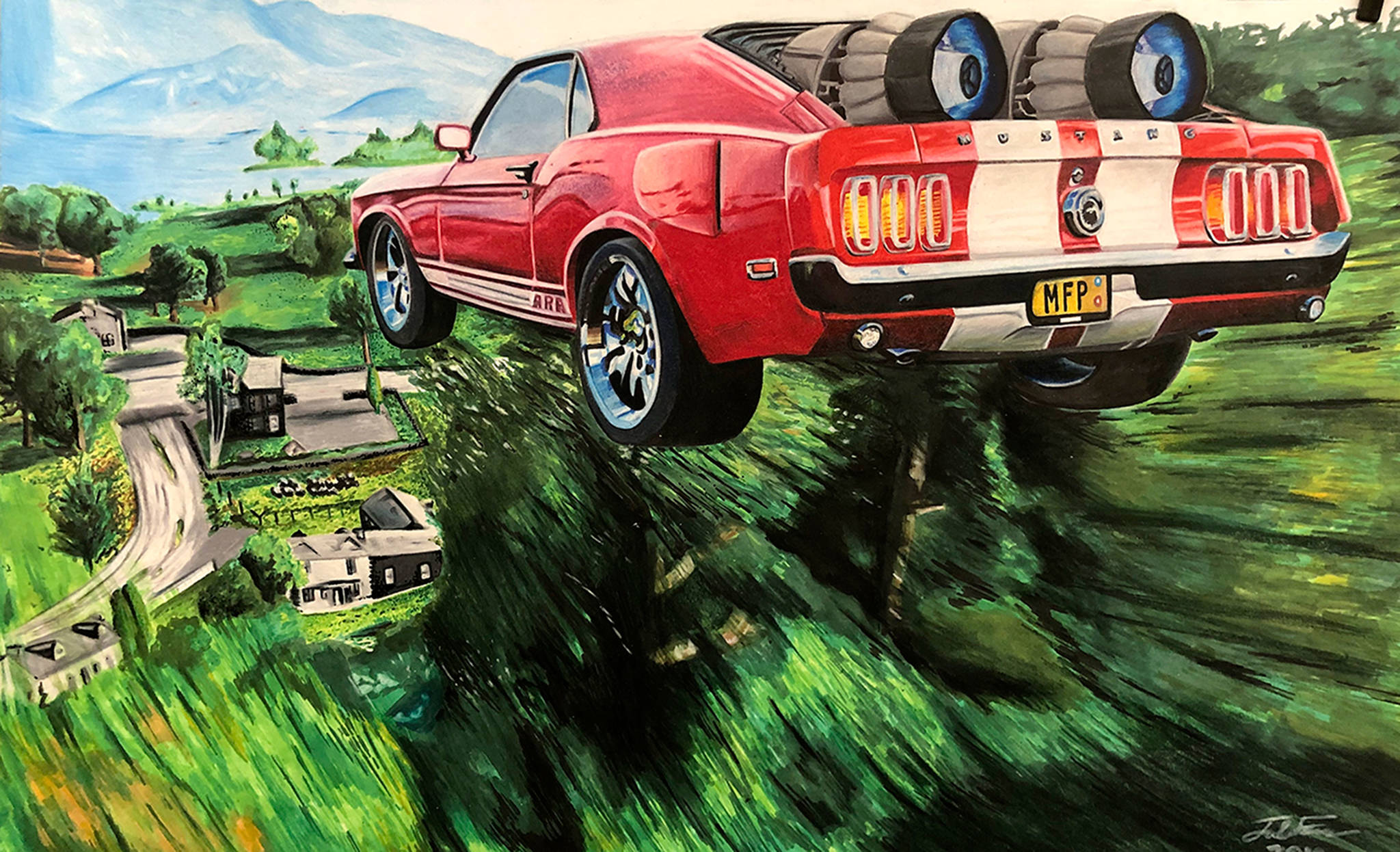 (Courtesy photo) “Ford Mustang with Jet Engines” by Joshua Allen Farrar, a student at Aberdeen High School.