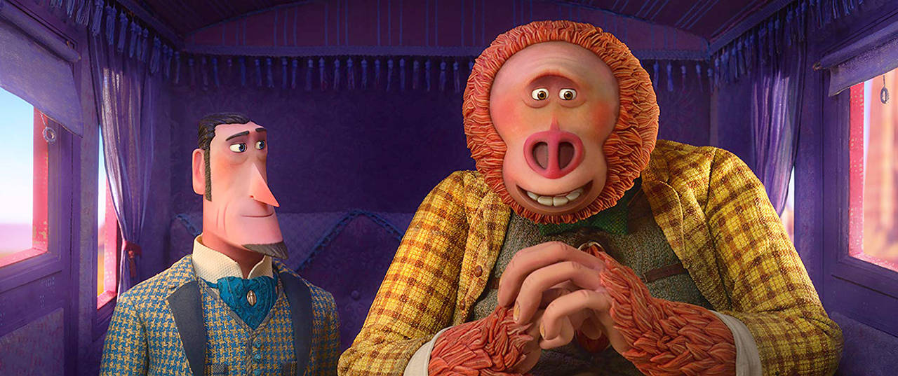 photos courtesy Laika Studios | Annapurna Pictures                                 Hugh Jackman voices Sir Lionel Frost, left, and Zach Galifianakis voices Mr. Link in “Missing Link.”
