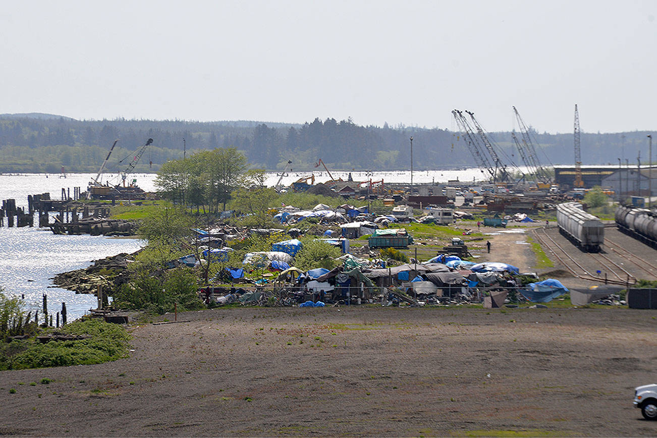 Louis Krauss | Grays Harbor News Group                                The homeless encampment along the Chehalis River in Aberdeen has been the focus of two lawsuits against the City of Aberdeen, which is looking to clear all people from the camps.