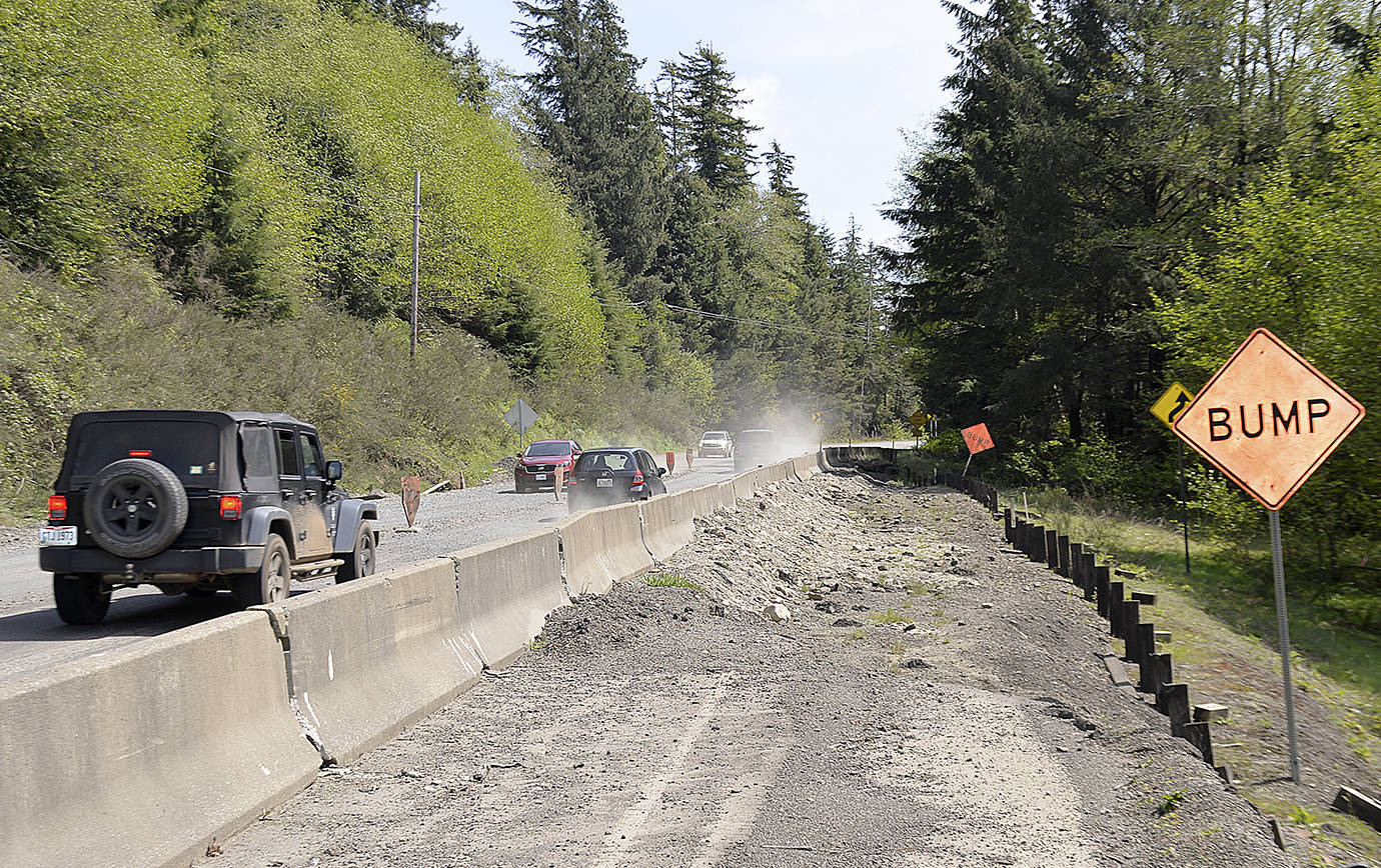 DAN HAMMOCK | GRAYS HARBOR NEWS GROUP                                 Construction to shore up the slide-prone hillside on Highway 101 at Cosi Hill should begin in June.