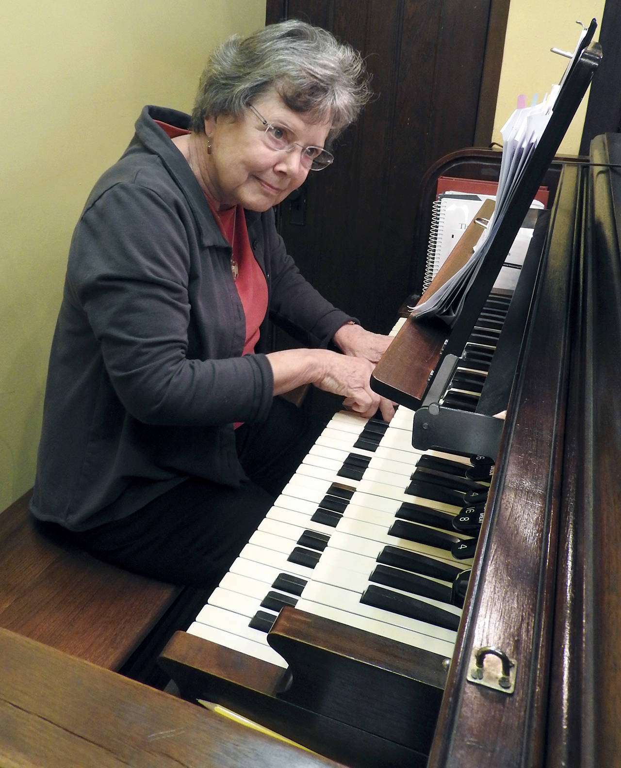 photos by Kat Bryant | Grays Harbor News Group                                Merry Jo Zimmer hits a thunderous chord in the “Toccata and Fugue in D Minor” on the historic pipe organ at St. Andrew’s Episcopal Church in Aberdeen.