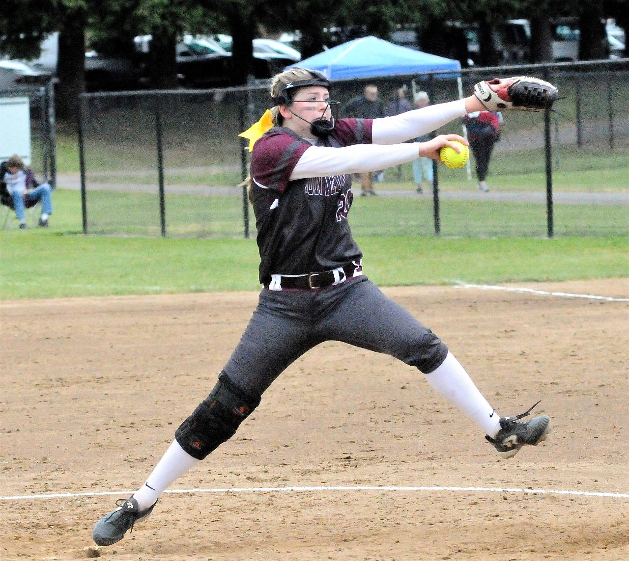 Montesano pitcher Lindsay Pace held both Tenino and La Center scoreless on Wednesday to lead the Bulldogs to a berth in the 1A District IV championship game. (Hasani Grayson | Grays Harbor News Group)