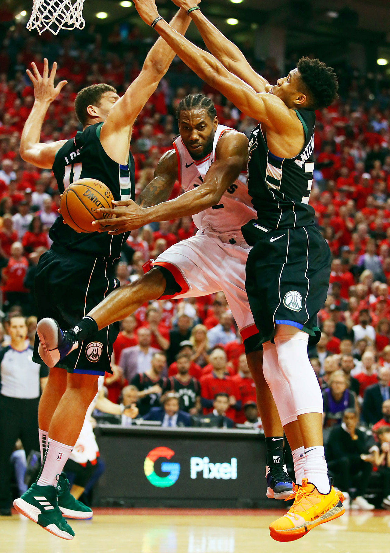 Kawhi Leonard of the Toronto Raptors handles the ball during the second half against the Milwaukee Bucks in game six of the NBA Eastern Conference Finals at Scotiabank Arena on May 25. The Raptors won 100-94, sending them to the NBA Finals for the first time. (Gregory Shamus | Getty Images/TNS)