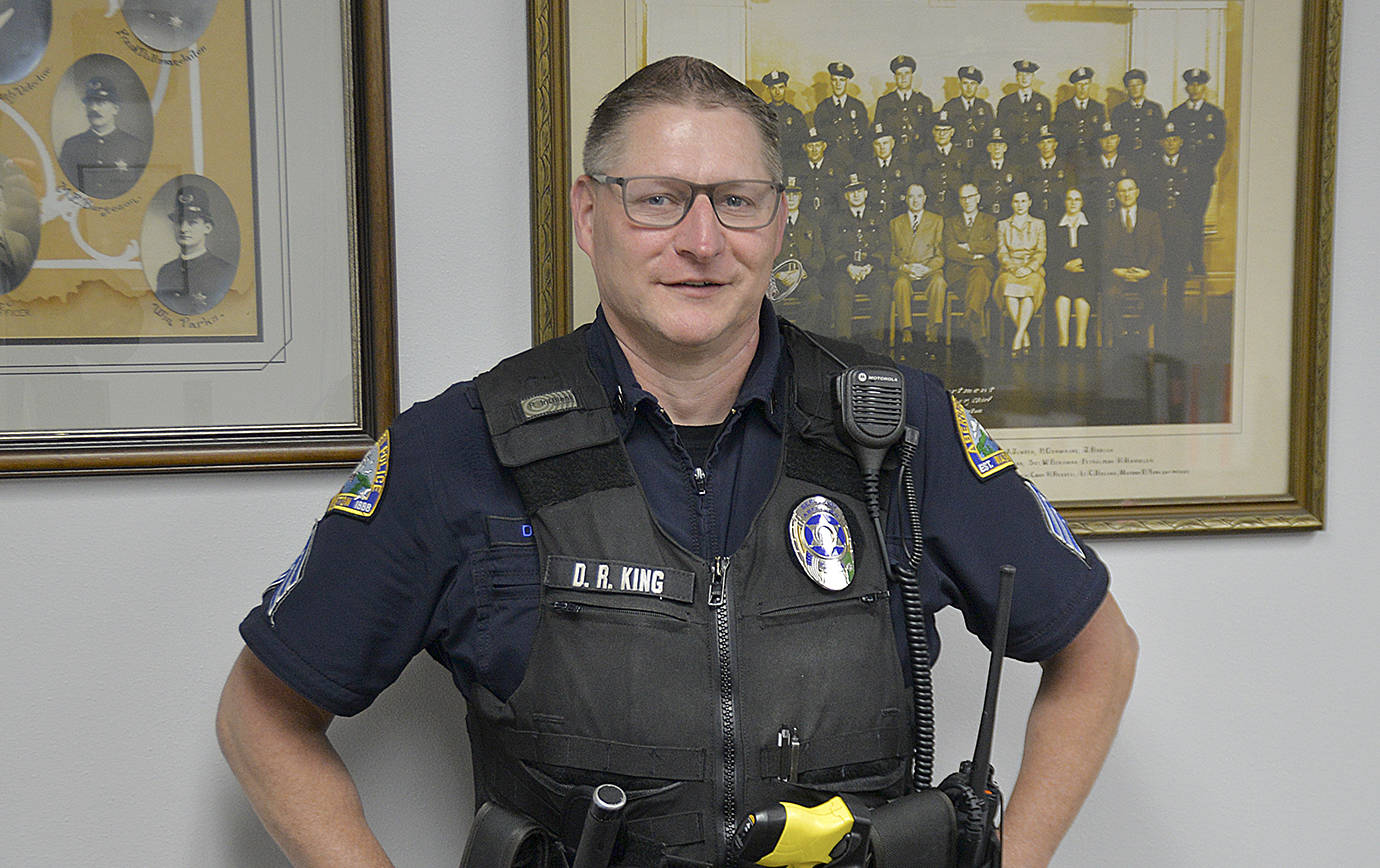DAN HAMMOCK | GRAYS HARBOR NEWS GROUP                                Aberdeen Police Sgt. Darrin King is known throughout the community and by his peers as the “go-to guy” when somebody is in need.
