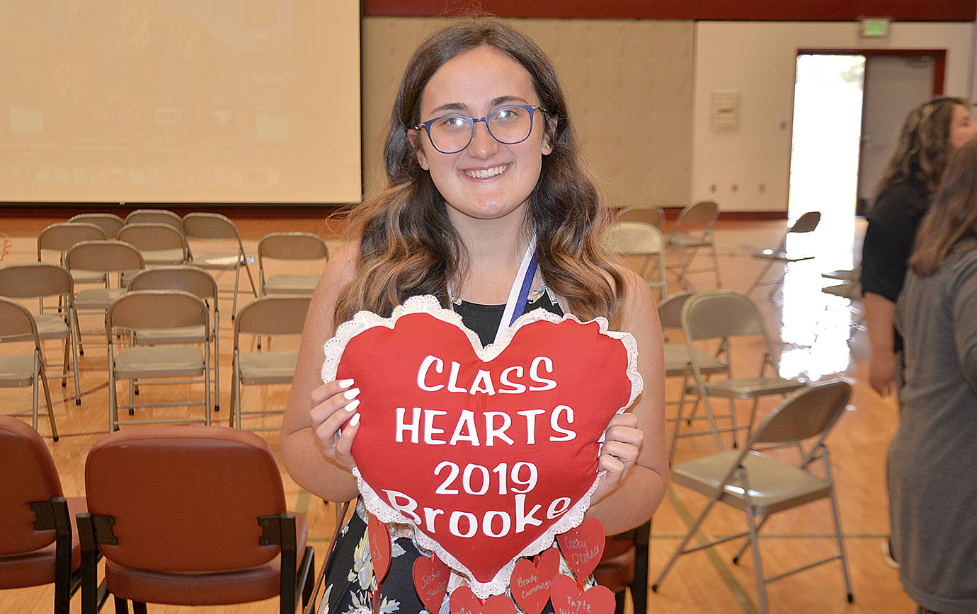 Brooke Bogdanovich poses with her coveted Hoquiam High School Class Heart award after the 2019 Class Day.