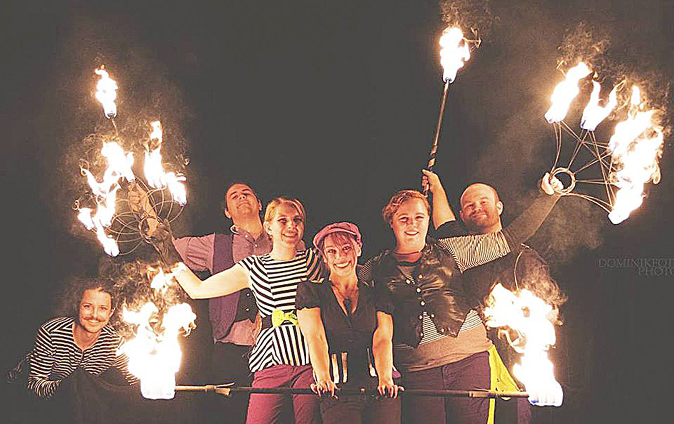 COURTESY DOMINIKFOTO                                The Fire Light Circus fire troupe will light up Rusty Scupper’s Pirate Daze in Westport this weekend.