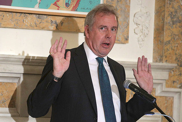 British Ambassador to the U.S. Kim Darroch speaks at the British Embassy in October if 2017 in Washington, D.C. (Photo by Alex Wong/Getty Images)