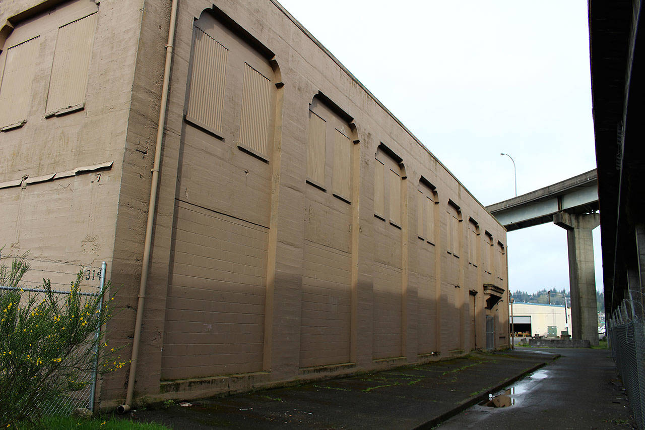 Courtesy John Shaw                                The outside of the old Boeing Building near the Chehalis River overpass in Aberdeen. The city’s museum board recommended this building be considered for a new history museum.