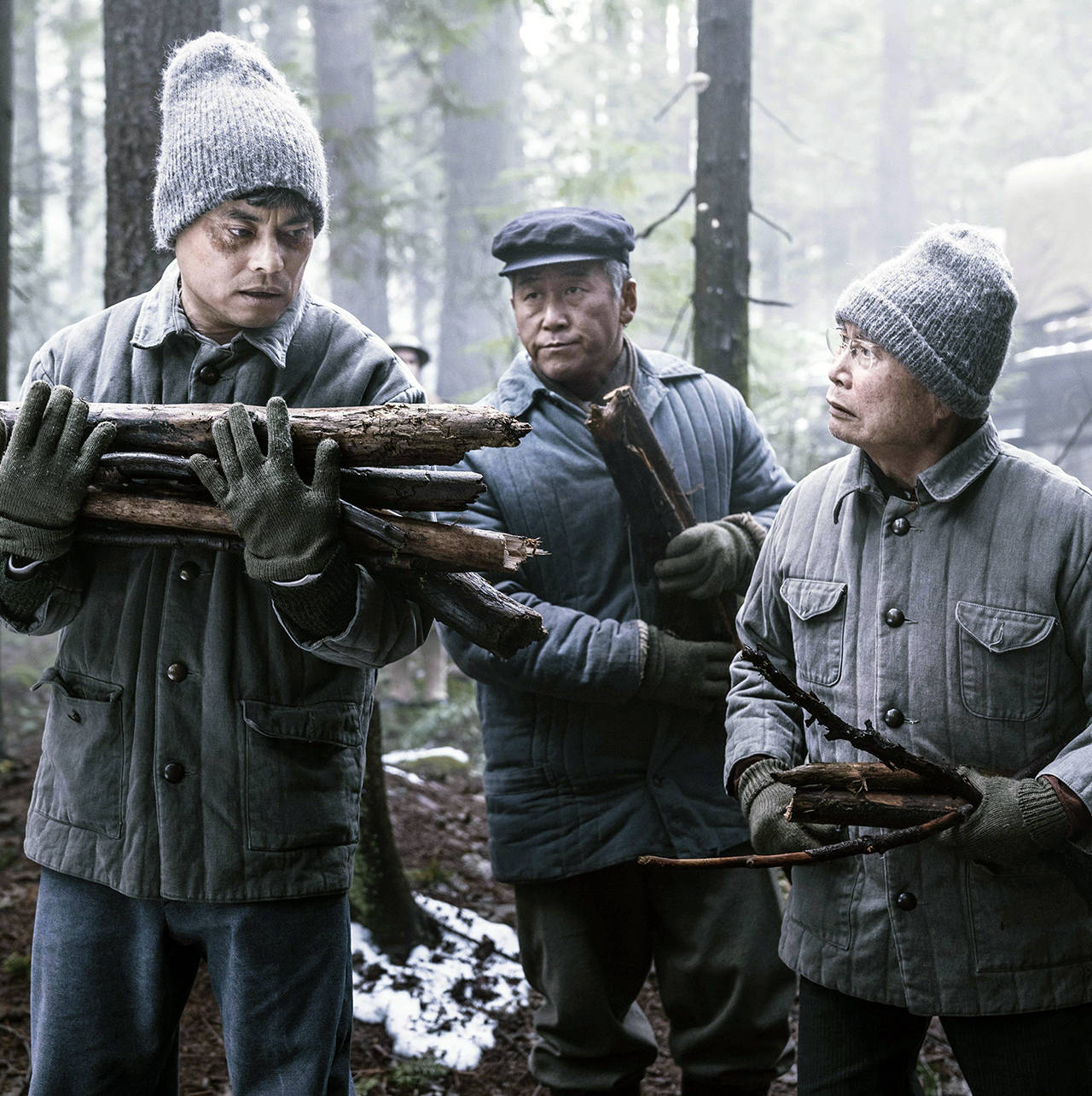 Ed Araquel | AMC                                Eiji Inoue (left), Shingo Usami and George Takei co-star in “The Terror: Infamy,” premiering on AMC next week.
