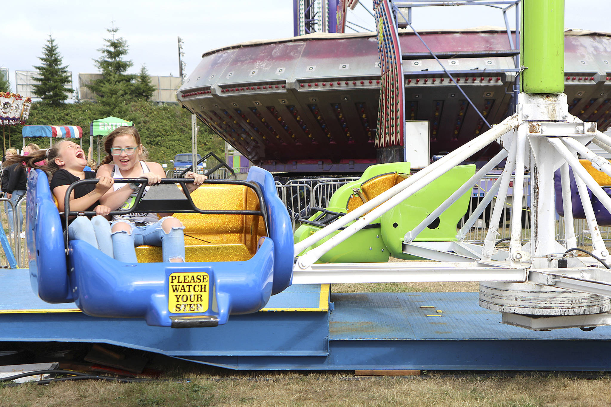 Photo by Mike Lang | Grays Harbor News Group                                 Riders go for a spin Thursday at the Grays Harbor County Fair.